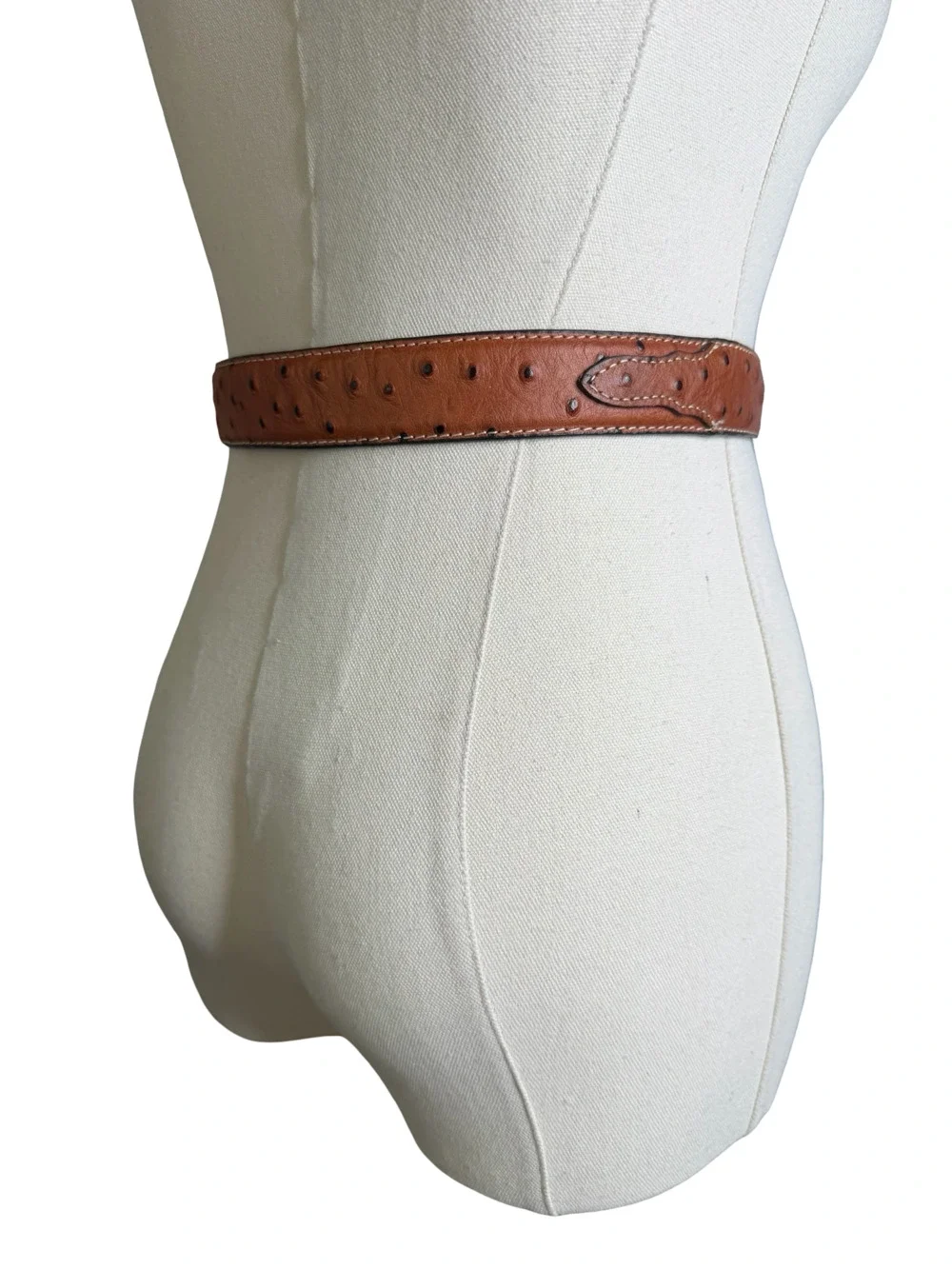 Nocona Belt Co. Ostrich Embossed Leather Belt Silver Tone Rodeo Buckle Sz. 22